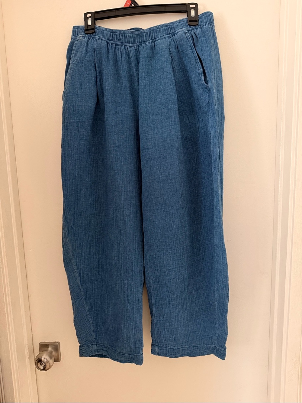 Women’s cotton gauze denim barrel pants Sz M